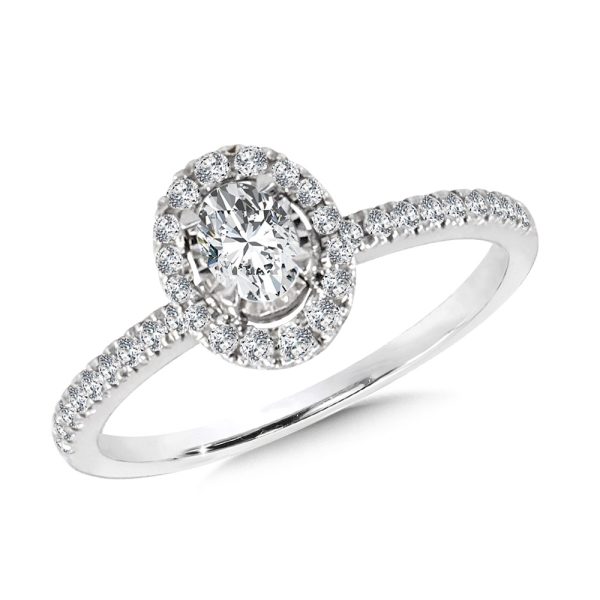 Oval-Shaped Diamond Star Halo Engagement Ring