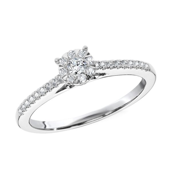 Round Cluster Diamond Mirage Engagement Ring (1/4 ctw)