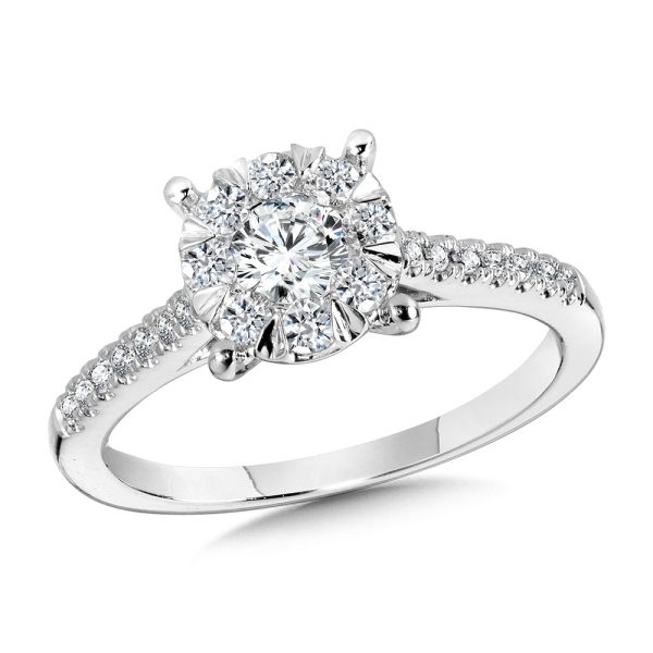 Round Cluster Diamond Mirage Engagement Ring (3/4 ctw)