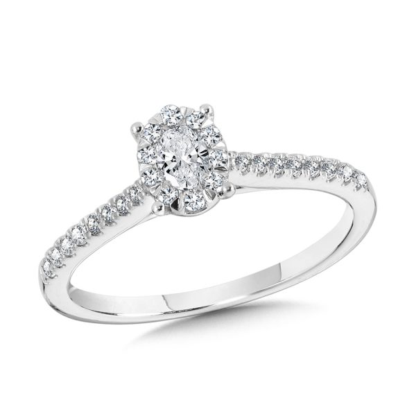 Oval-Shaped Cluster Diamond Mirage Engagement Ring (1/2 ctw)