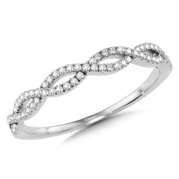 White Gold Diamond Crisscross Stackable Gratitude Band