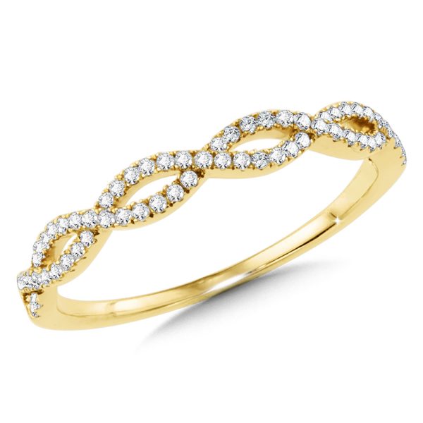 Yellow Gold Diamond Crisscross Stackable Gratitude Band