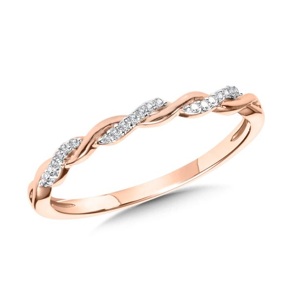 10K Rose Gold Diamond Crisscross Stackable Gratitude Band