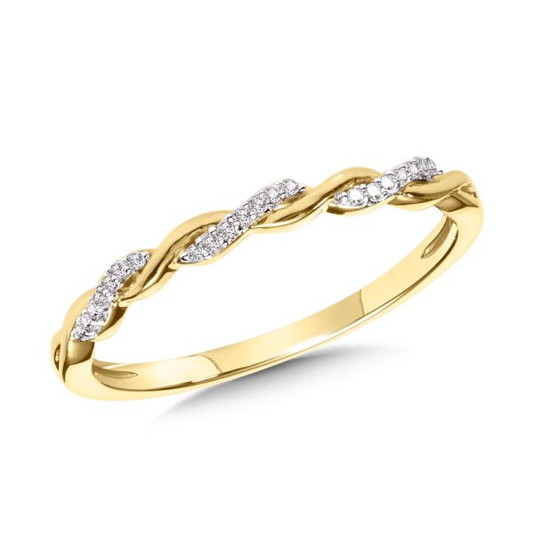 10K Yellow Gold & Diamond Crisscross Stackable Gratitude Band