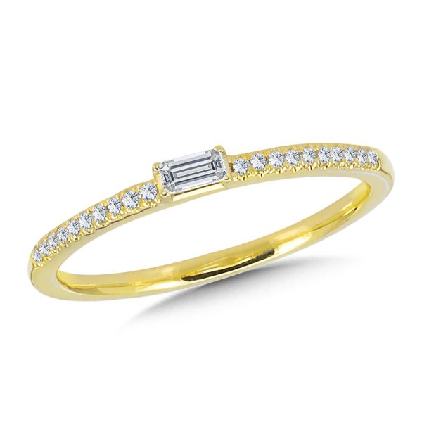 14K Yellow Gold Baguette Diamond Stackable Band