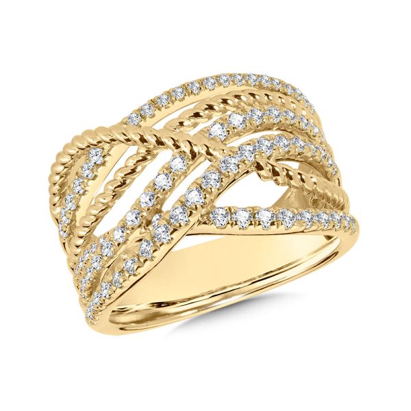 Six Row Crisscross Rope-Texture Diamond Anniversary Band