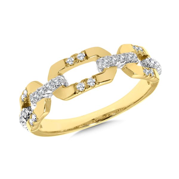 Triple-Loop Diamond Paperclip Link Ring