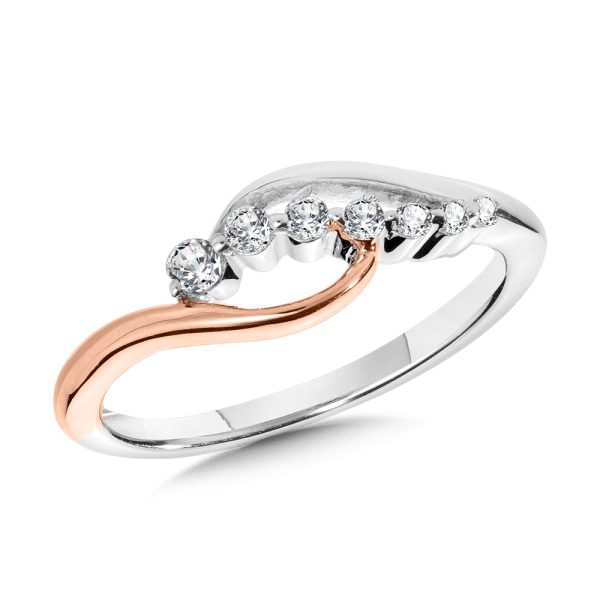 Two-Tone Love Moments Infinity Graduating Diamond Bypass Ring