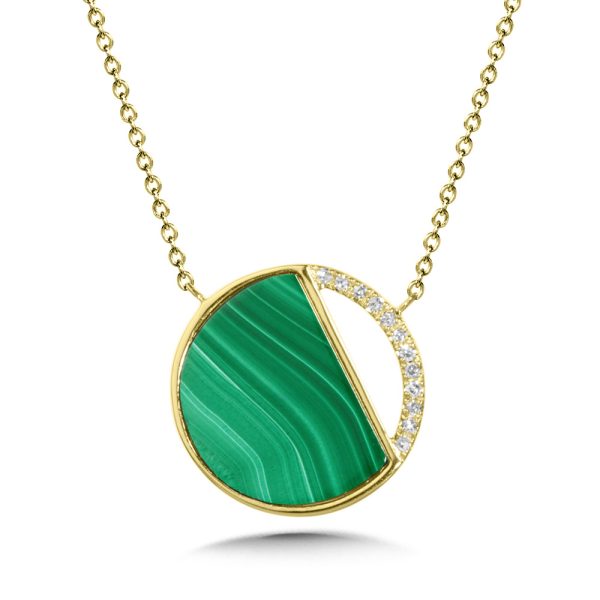 Diamond & Malachite Circular Pendant