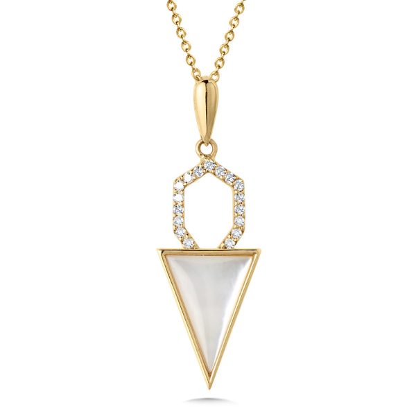 Geometric Diamond & Triangle-Cut White Mother of Pearl Pendant