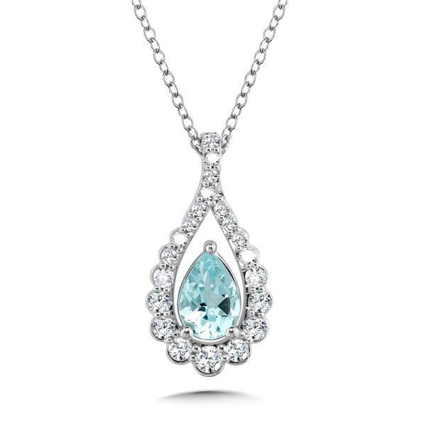 Pear-Cut Aquamarine & Graduating Diamond Bypass Teardrop Pendant