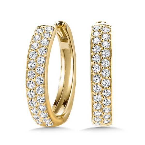 Round Two-Row Diamond Hoop Earrings