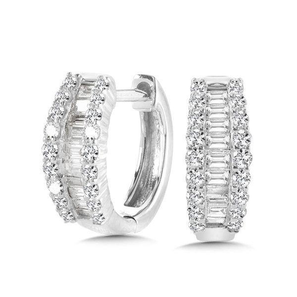 Graduating Baguette Diamond Hoop Earrings