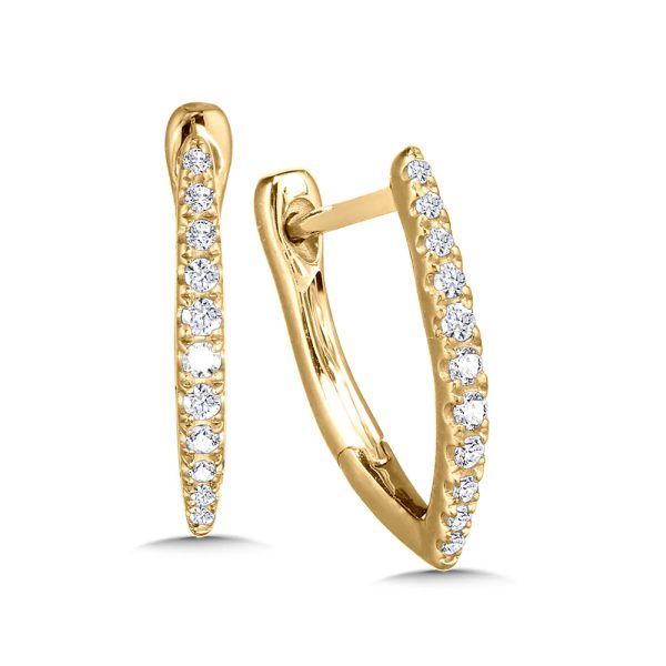 Tapered Graduating Diamond V-Shaped Hoop Earrings