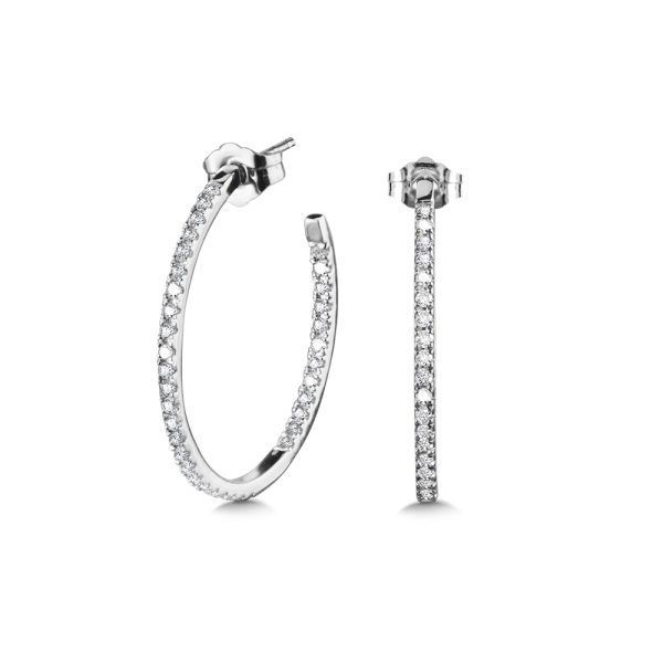 Round C-Shaped Diamond Hoop Earrings (1/2 ctw)