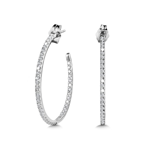 Round C-Shaped Diamond Hoop Earrings (3/4 ctw)