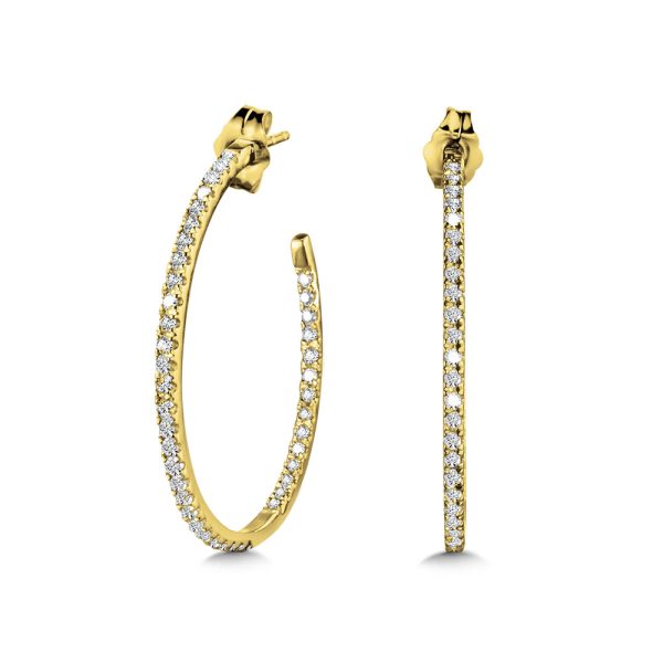 Round C-Shaped Diamond Hoop Earrings (3/4 ctw)