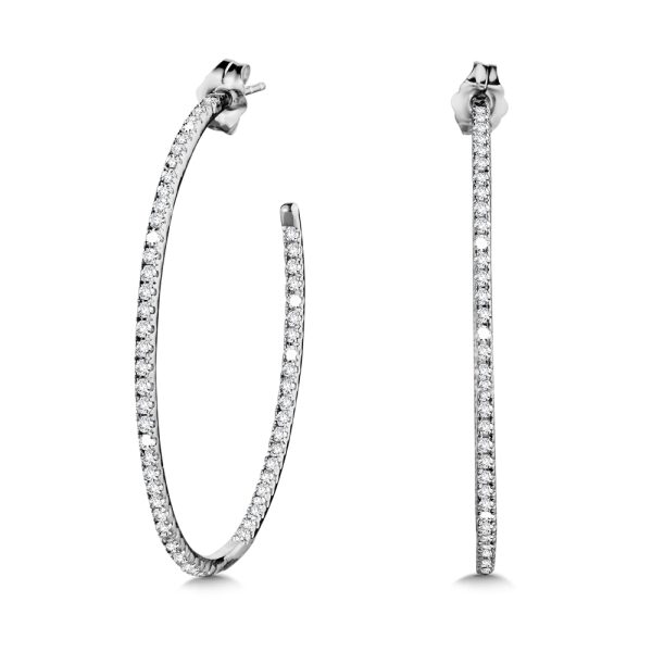 Round C-Shaped Diamond Hoop Earrings (1.00 ctw)