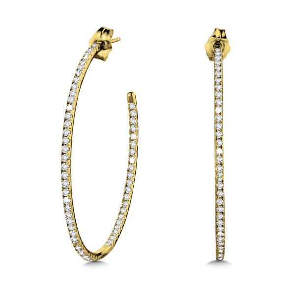 Round C-Shaped Diamond Hoop Earrings (1.00 ctw)