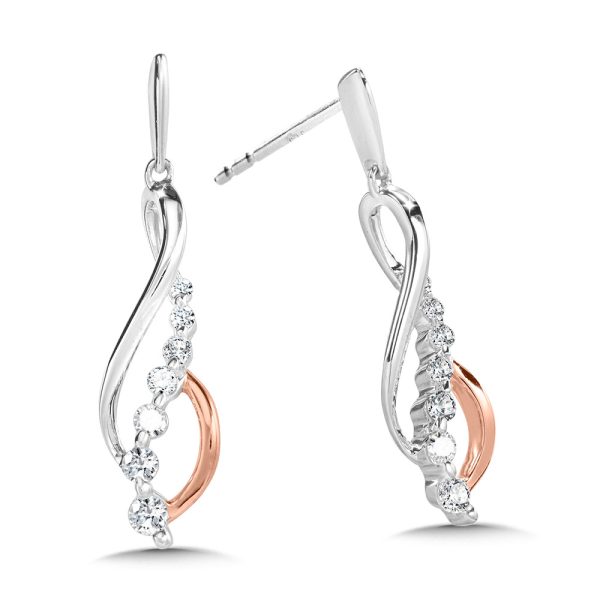 Two-Tone Love Moments Infinity Graduating Diamond Earrings