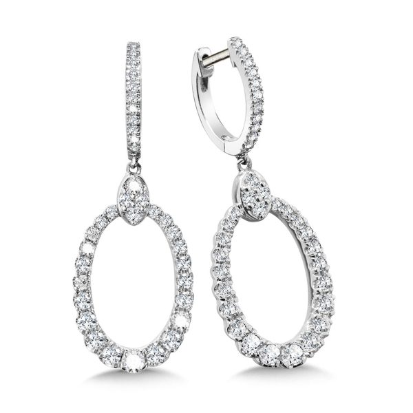 Oval-Shaped Graduating Diamond Love Moments Hinge Hoop Earrings