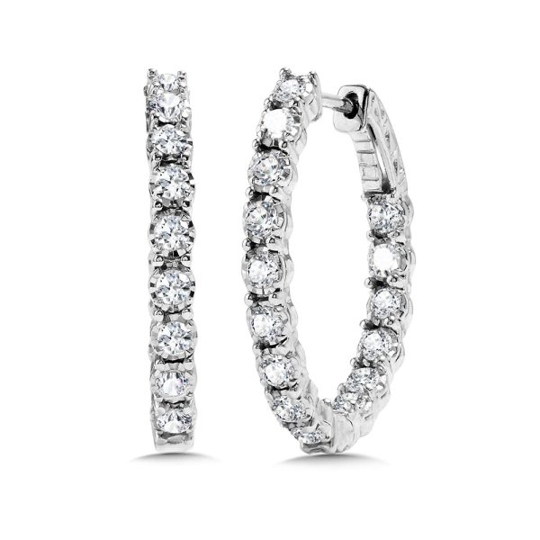 Oval Diamond Star In-Out Hoop Earrings (1.00 ctw)