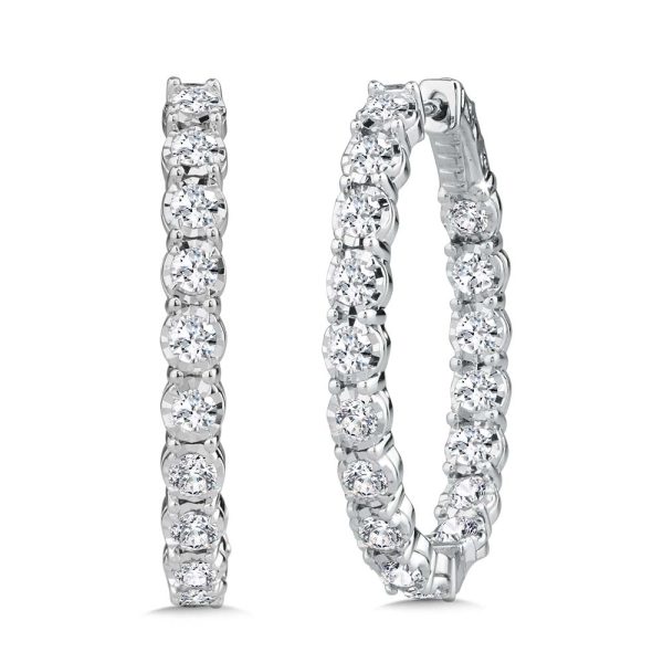 Oval Diamond Star In-Out Hoop Earrings (2.00 ctw)