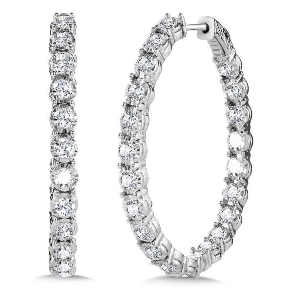 Oval Diamond Star In-Out Hoop Earrings (3.00 ctw)