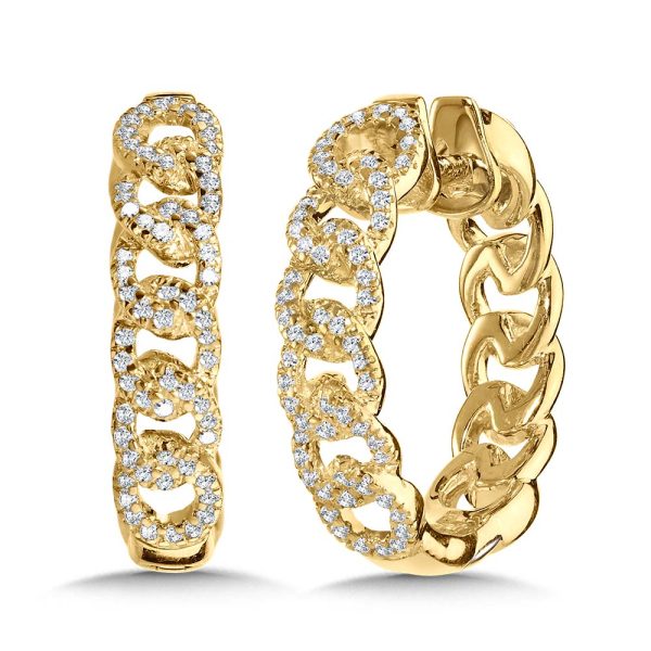 Petite Cuban Link Diamond Hoop Earrings