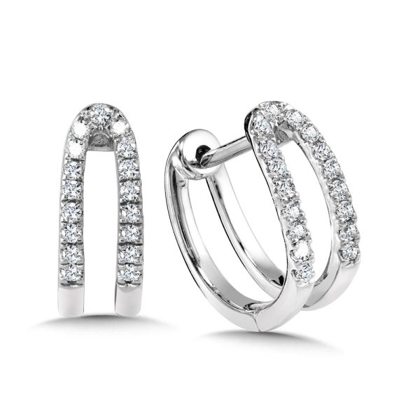 Two-Row Diamond Huggie Hoop Earrings