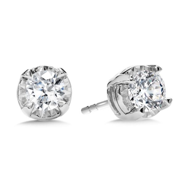 Diamond Star Solitaire Stud Earrings (3/4 ctw)