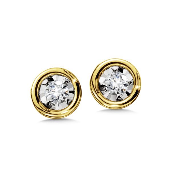 Bezel-Set Diamond Star Solitaire Stud Earrings (1/10 ctw)