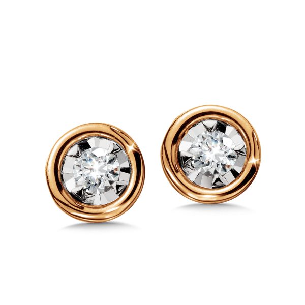 Bezel-Set Diamond Star Solitaire Stud Earrings (1/7 ctw)