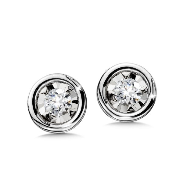 Bezel-Set Diamond Star Solitaire Stud Earrings (1/7 ctw)