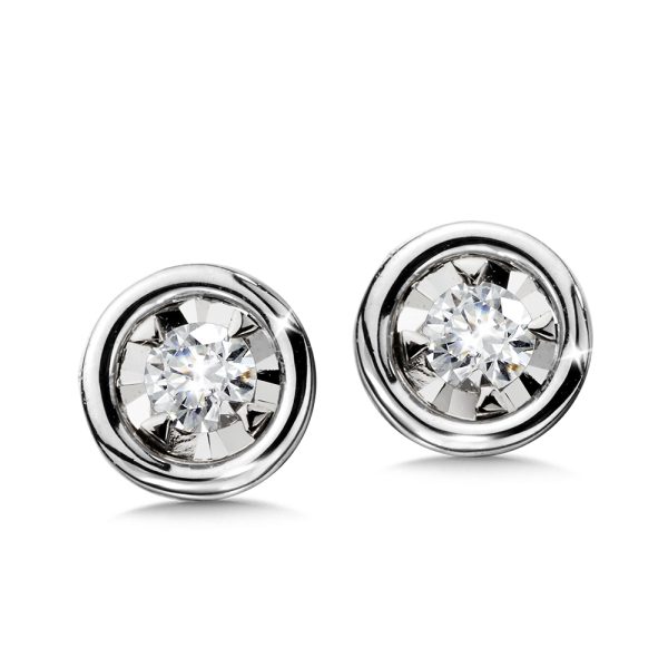 Bezel-Set Diamond Star Solitaire Stud Earrings (1/4 ctw)