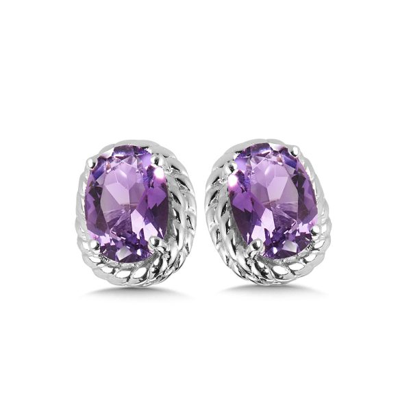 Sterling Silver Amethyst Stud Earrings