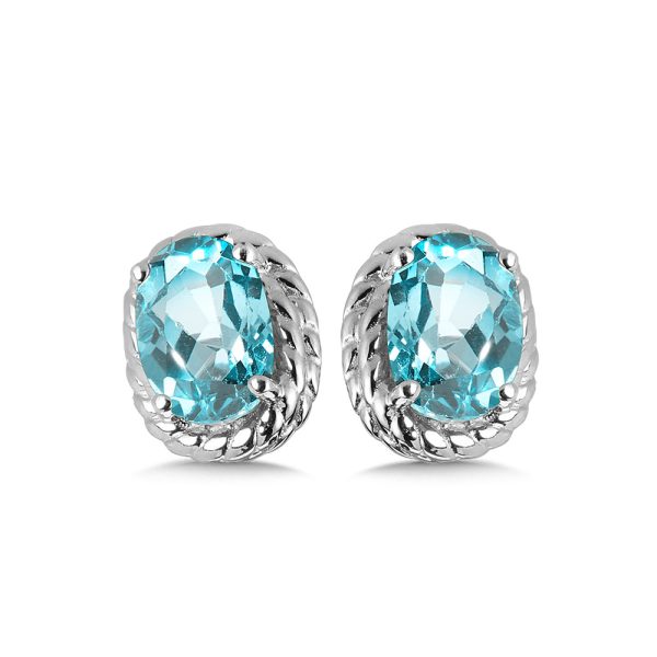 Sterling Silver Aquamarine Stud Earrings