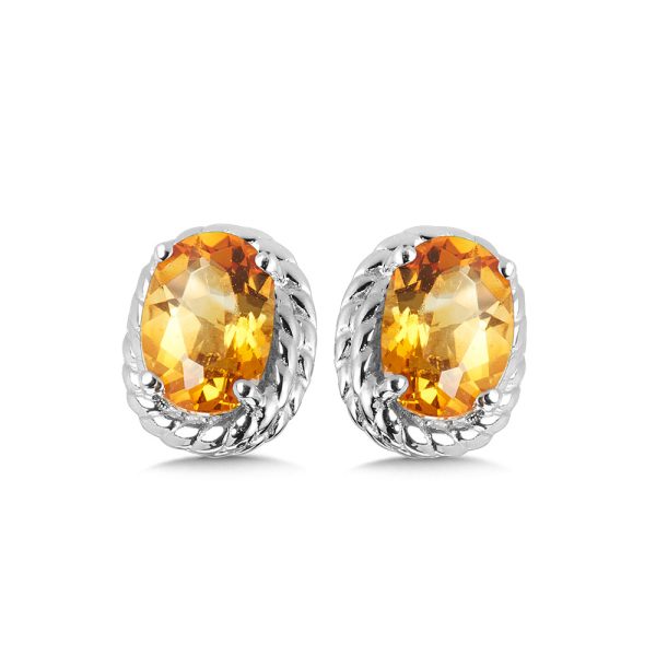 Sterling Silver Citrine Stud Earrings