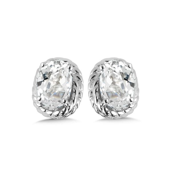 Sterling Silver Created White Sapphire Stud Earrings