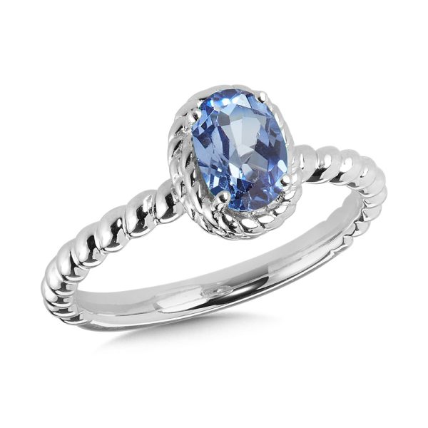 Sterling Silver Created Blue Sapphire Ring