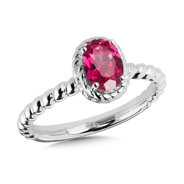 Sterling Silver Created Ruby Ring