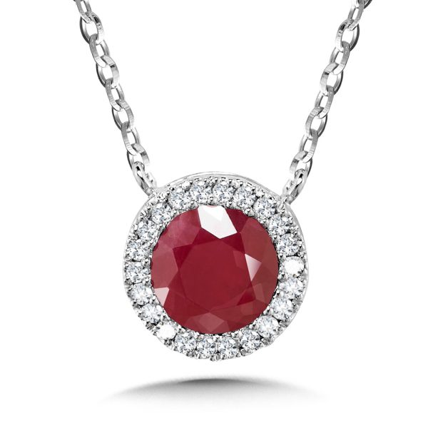 Ruby & Diamond Halo Pendant