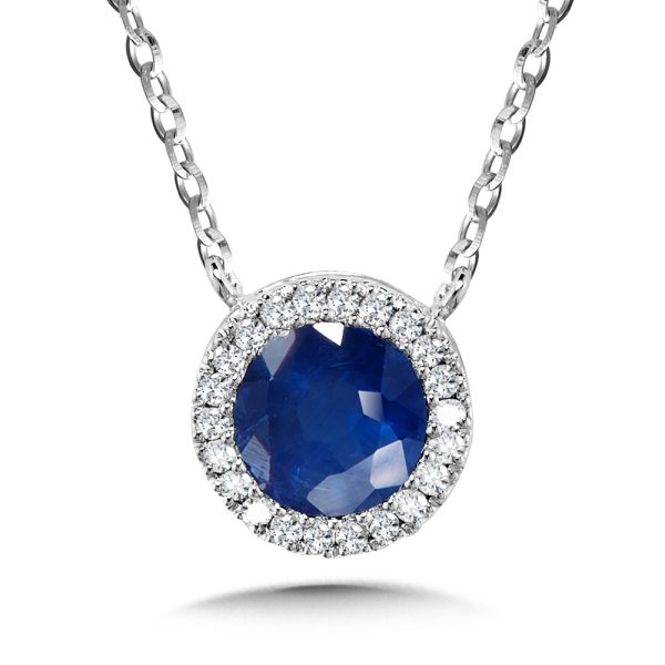 Sapphire & Diamond Halo Pendant