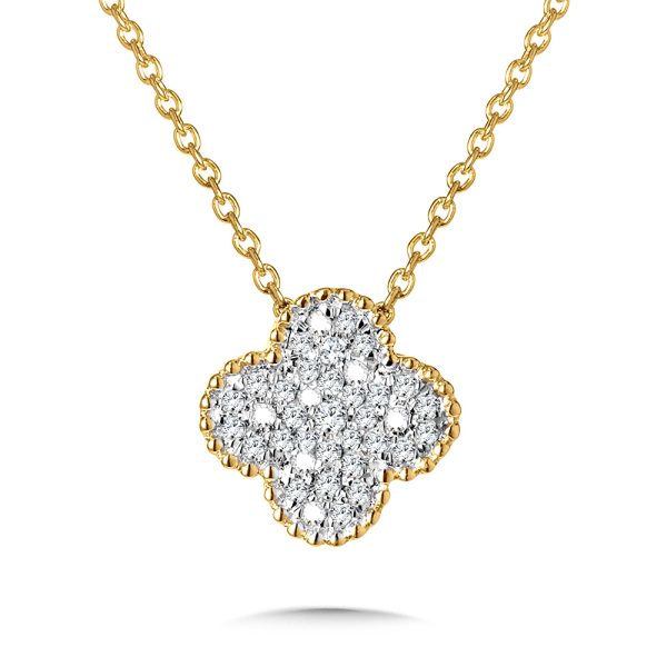 Milgrain-Beaded & Pave Diamond Klover Pendant w/ Diamond Links