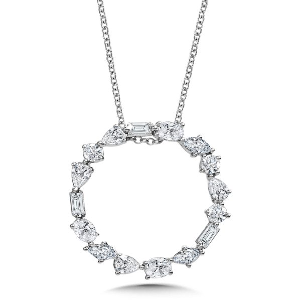 Prong-Set Mixed Shape Diamond Circle Pendant