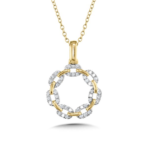 Round Link-n-Love Diamond Paperclip Pendant