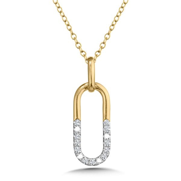 10K Diamond Paperclip Loops Pendant