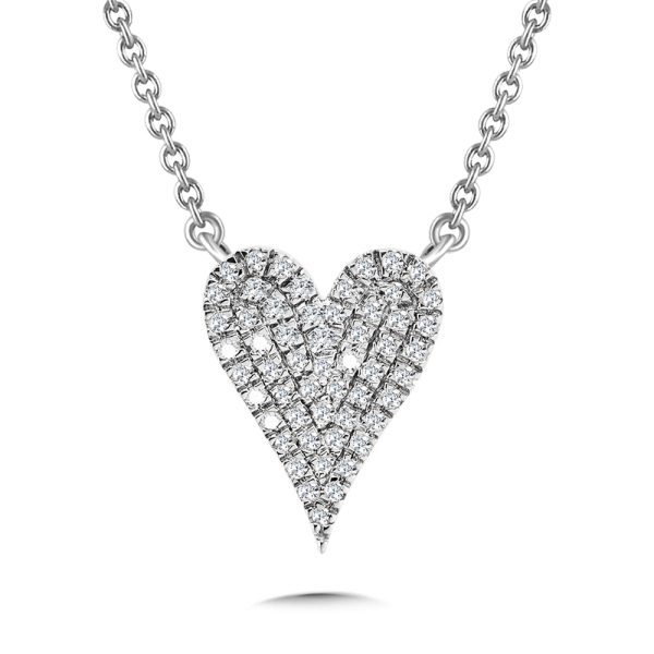 10K Pave Diamond Heart Stud Pendant