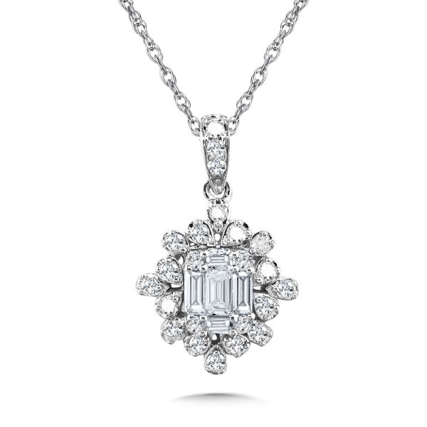 Baguette Cluster & Scattered Diamond Halo Pendant