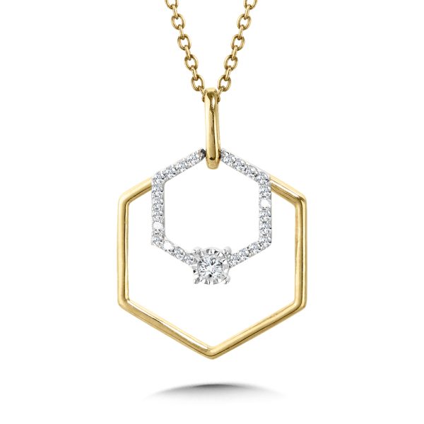 10K Double Hexagon Diamond Pendant